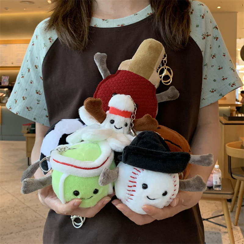 Badminton Tv - かわいいソフト現実的なバスケットボールサッカーバレーボールバドミントンラグビーシリーズぬいぐるみキーホルダーペンダント漫画装飾ギフト