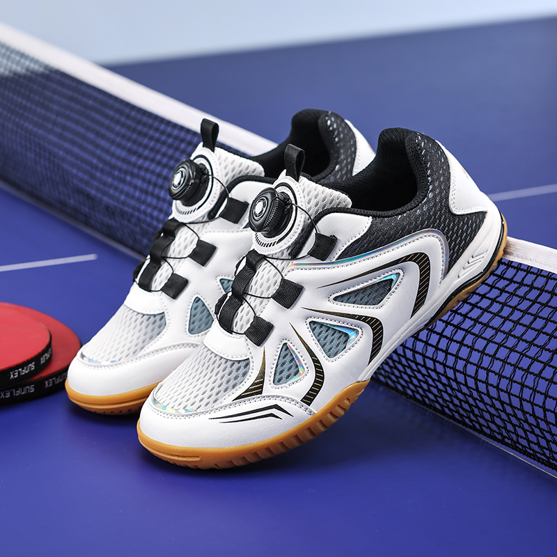 Shoe Non Slip Badminton - 軽量で通気性のあるバドミントンシューズ、回転バックル付き男女兼用テニスシューズ、衝撃吸収、滑り止めスポーツシューズ