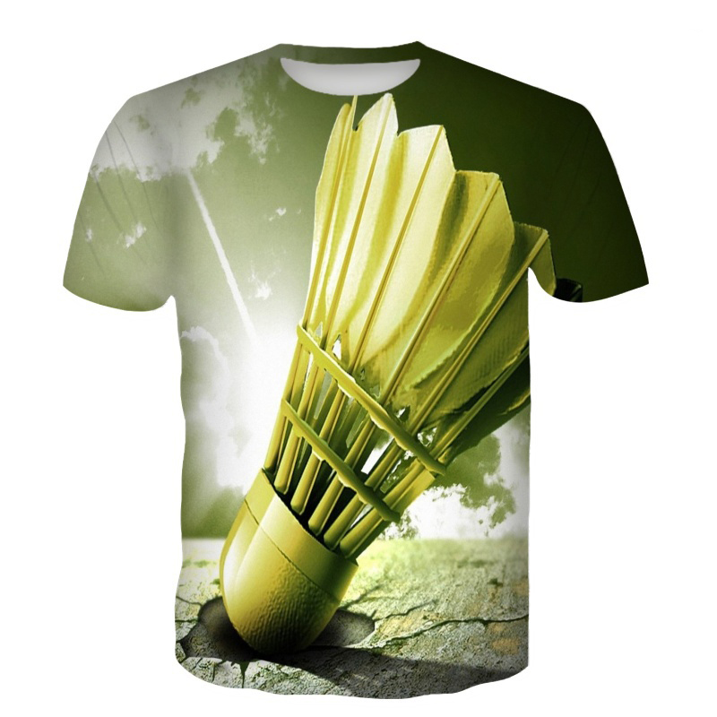 Badminton Aesthetic - バドミントン Tシャツ羽根 3D プリントストリート夏男性女性カジュアルファッション半袖 Tシャツ男性 Tシャツトップス服