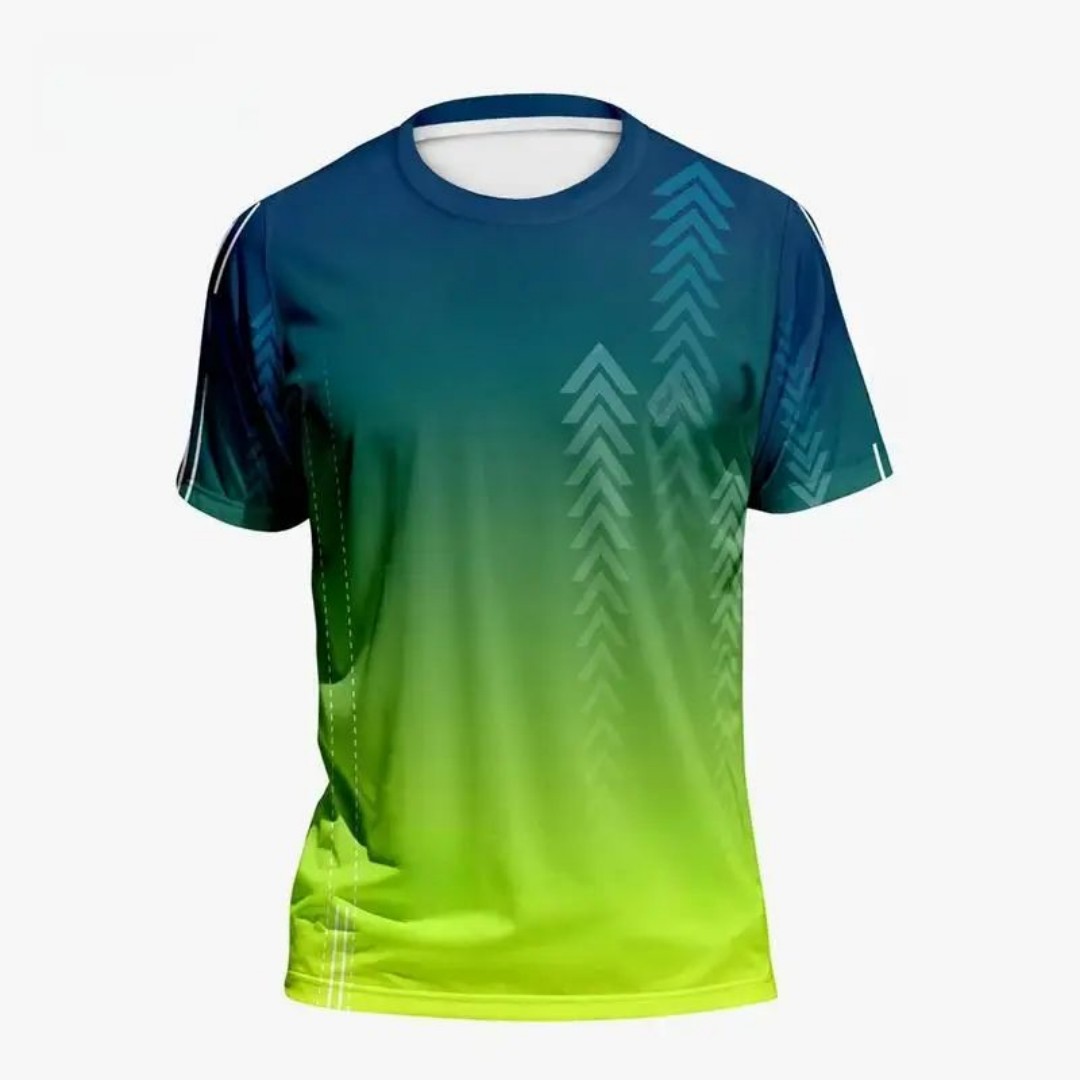 Badminton Aesthetic - 売れ筋メンズサマーバドミントントレーニンググラデーションプリント快適で通気性のあるラウンドネックTシャツアウトドアスポーツトップ