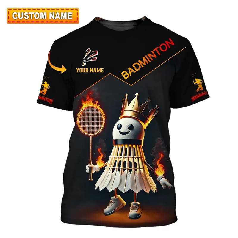 Badminton Aesthetic - バドミントンスポーツ Tシャツ紳士服クール小説 3D プリントスポーツ速乾半袖 Tシャツ夏ジムフィットネスカスタム Tシャツ