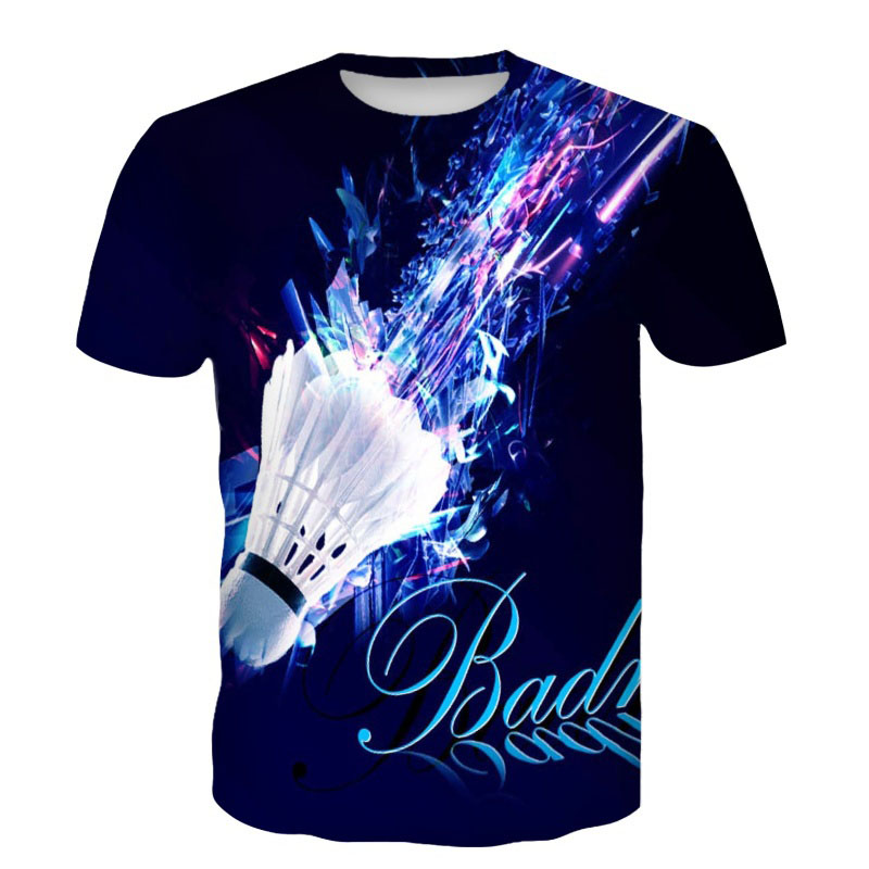 バドミントン Tシャツ羽根 3D プリントストリート夏男性女 - Badminton Aesthetic のレビューと価格
