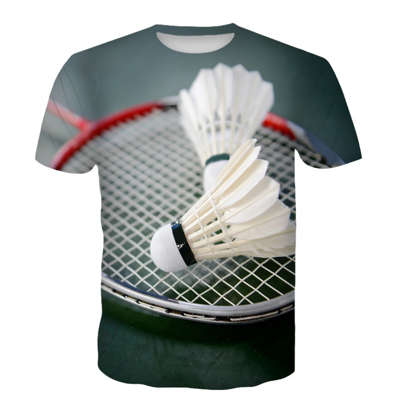 バドミントン Tシャツ羽根 3D プリントストリート夏男性女 - Badminton Aesthetic のレビューと価格