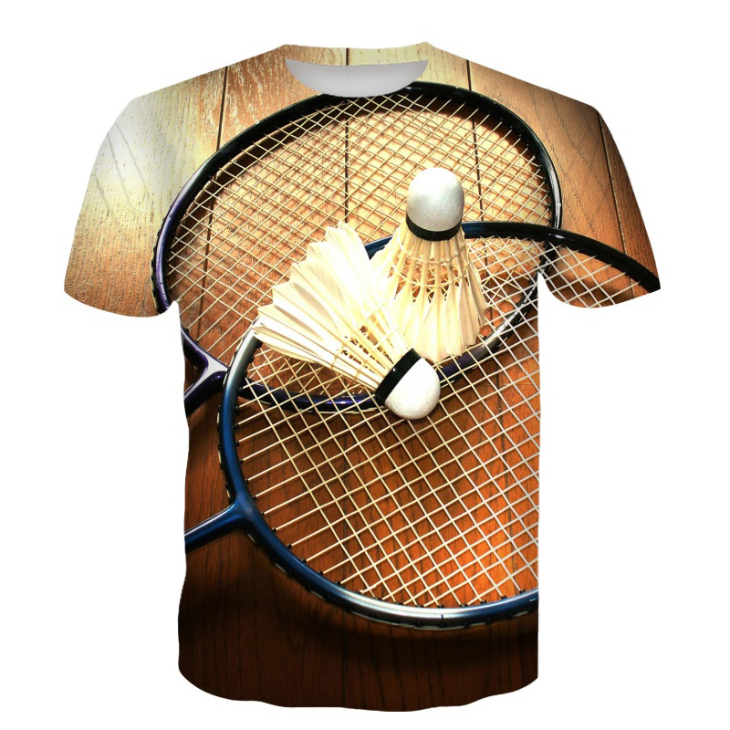 バドミントン Tシャツ羽根 3D プリントストリート夏男性女 - Badminton Aesthetic のレビューと価格