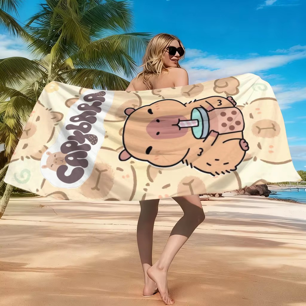 速乾性カピバラ漫画ビーチタオル 小型から大型まで ビーチ、プ - Towel Small Sport のレビューと価格