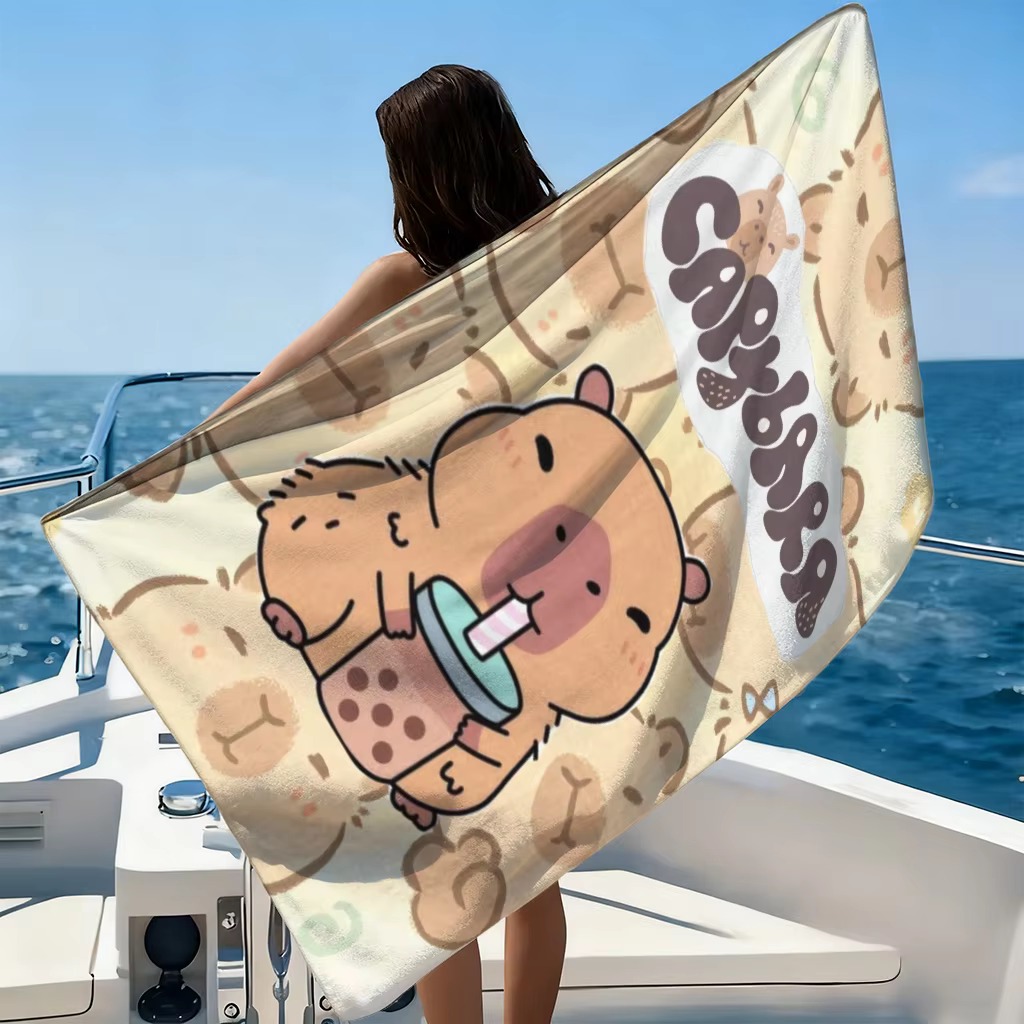速乾性カピバラ漫画ビーチタオル 小型から大型まで ビーチ、プ - Towel Small Sport のレビューと価格