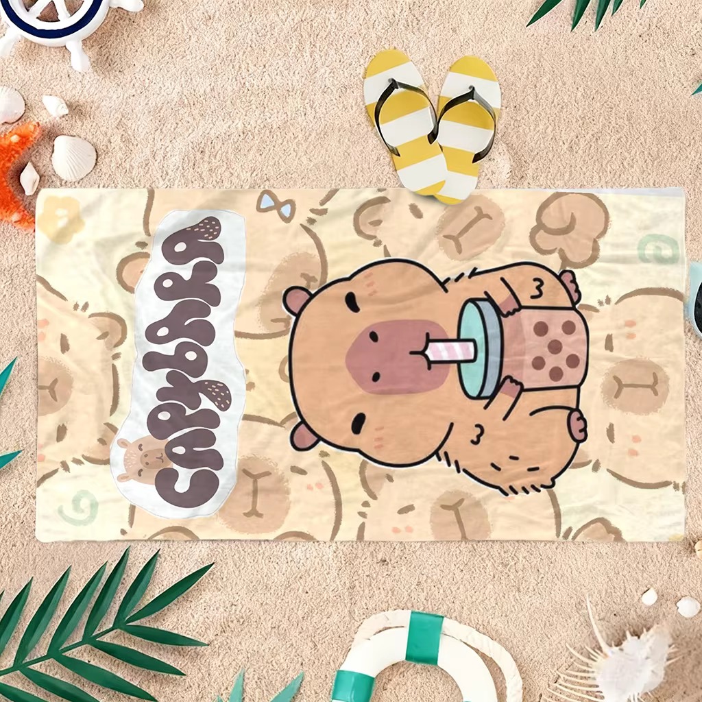 小から大まで使えるタオル カピバラ柄ビーチタオル 速乾性 ビ - Towel Small Sport のレビューと価格