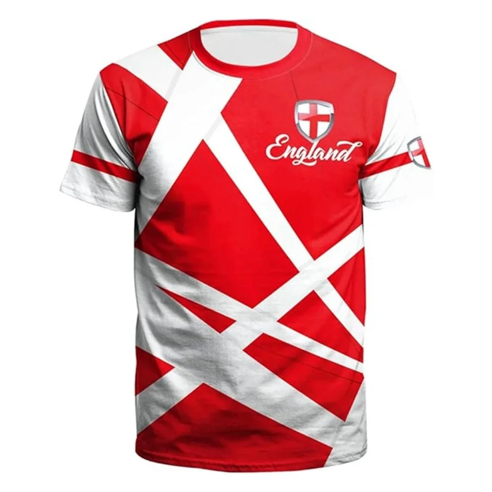 夏イングランド旗男性サッカー Tシャツ 3D プリントグラフ - Badminton England のレビューと価格