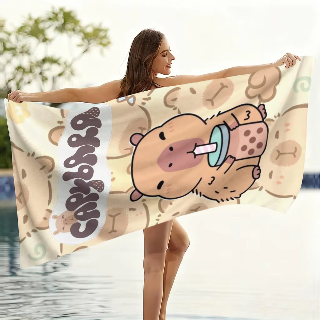 カピバラ漫画ビーチタオル速乾性小～大判タオルビーチプールスポ - Towel Small Sport のレビューと価格